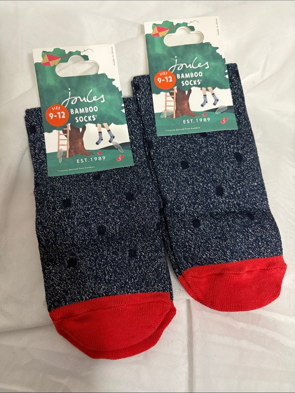 Joules Kids Bamboo Socks- Size 9-12 NWT 2 pairs